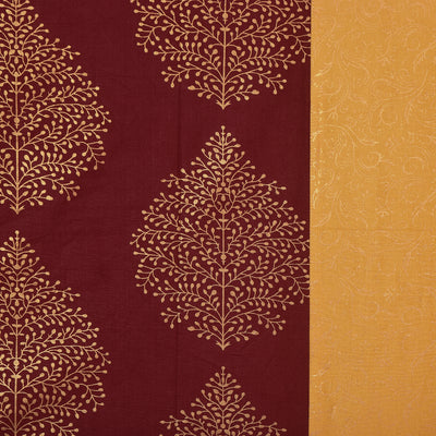 Wanderlust Premium 100% Pure Cotton | 8 Pieces | Diwan Set Covers for Living Room (Golden Leaf Design)
