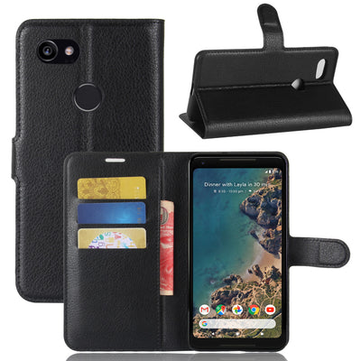 Google Pixel 2 XL black color leather wallet flip cover case By excelsior
