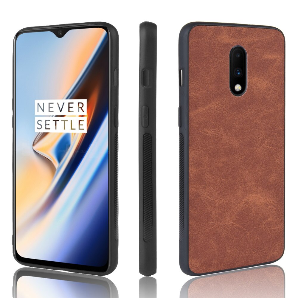 Oneplus 7 coffee color leather back cover case