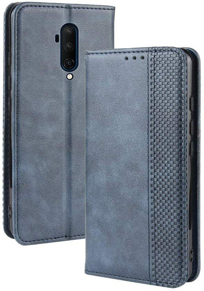 Oneplus 7T Pro blue color leather wallet flip cover case By excelsior