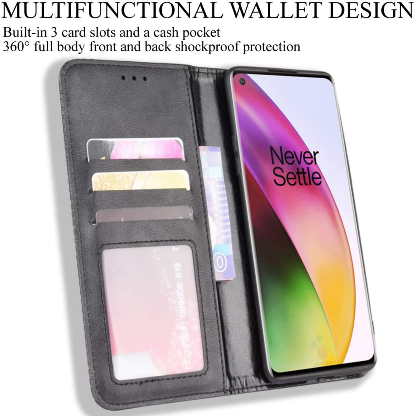 Oneplus 8 Leather Wallet flip case cover with card slots by Excelsior