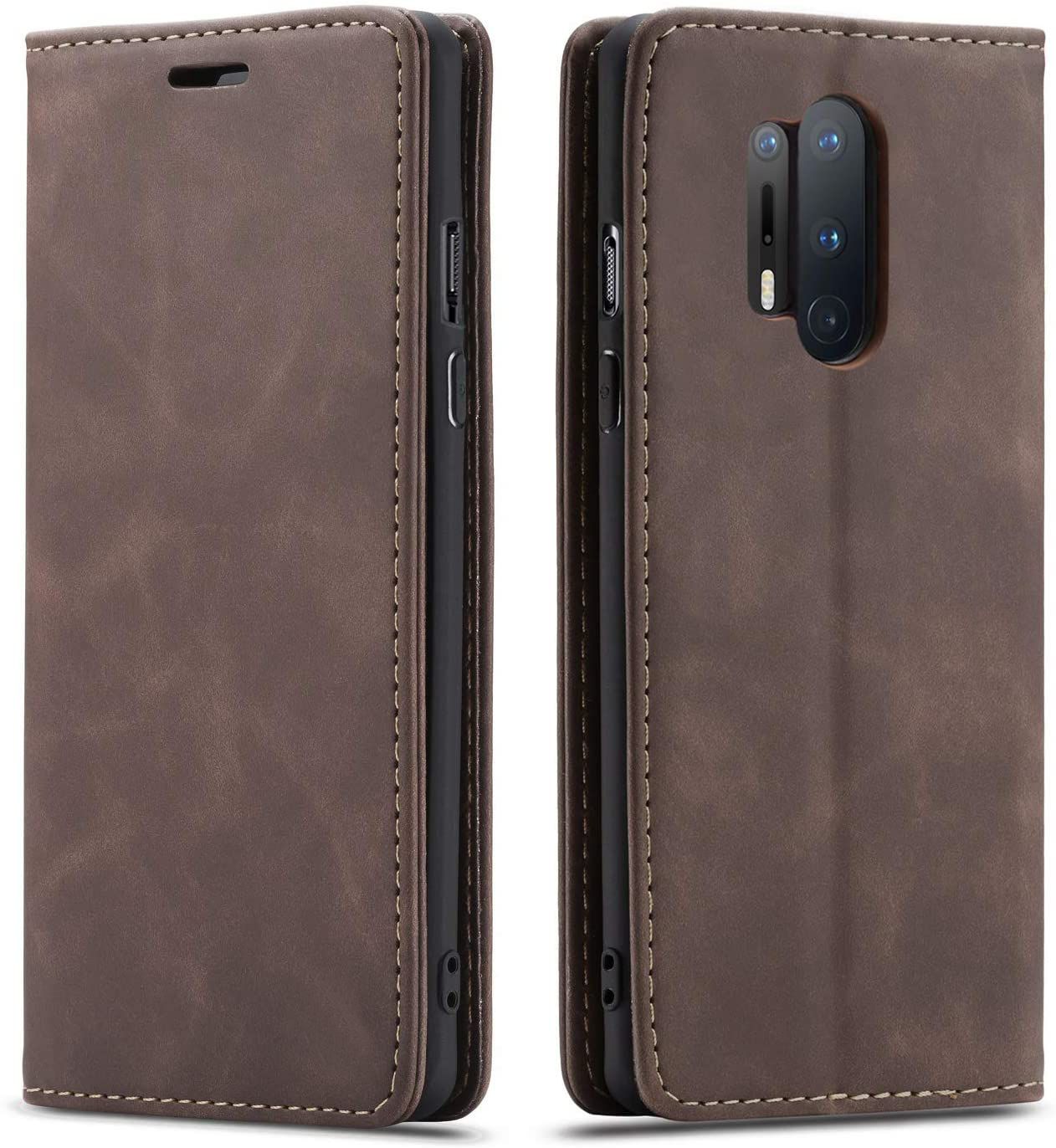 Oneplus 8 Pro coffee color leather wallet flip cover case By excelsior