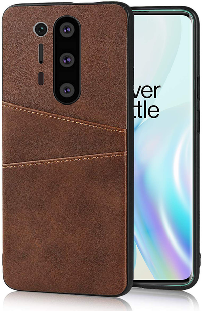 Oneplus 8 Pro coffee color leather back cover case