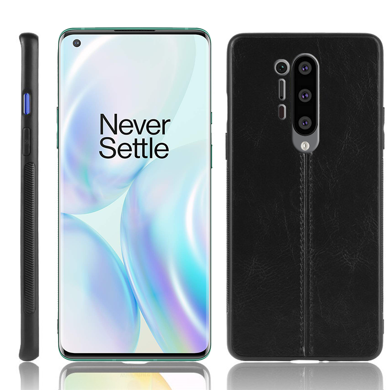Oneplus 8 Pro black color leather back cover case