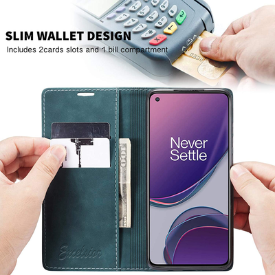 Oneplus 8T Leather Wallet flip case cover with card slots by Excelsior