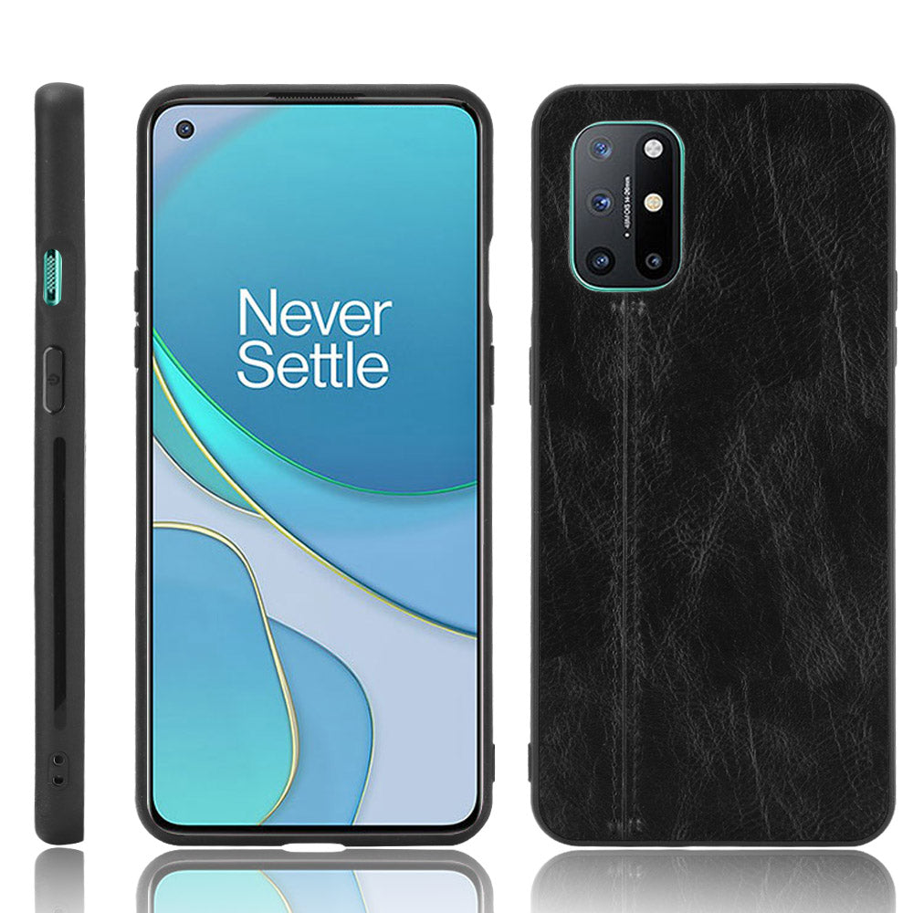 Oneplus 8T black color leather back cover case