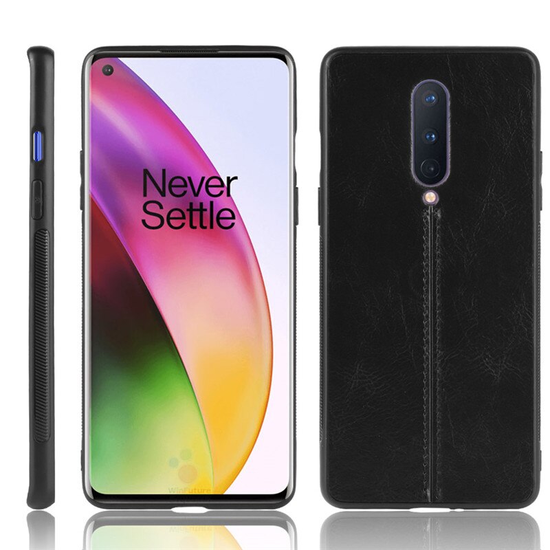 Oneplus 8 black color leather back cover case