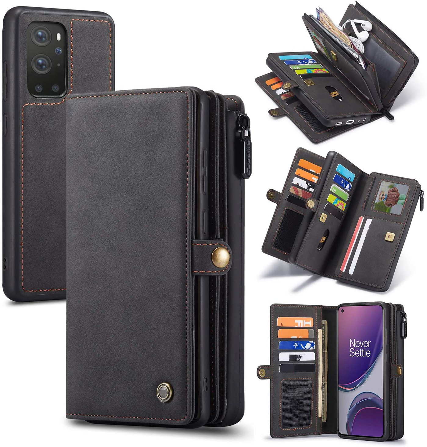 Excelsior Premium Multifunctional Leather Wallet Flip Cover Case For Oneplus 9 Pro