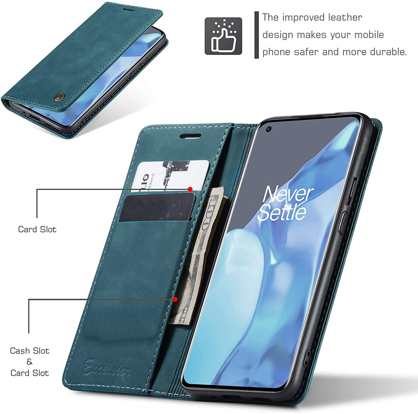 Excelsior Premium Leather Wallet flip Cover Case For Oneplus 9 Pro