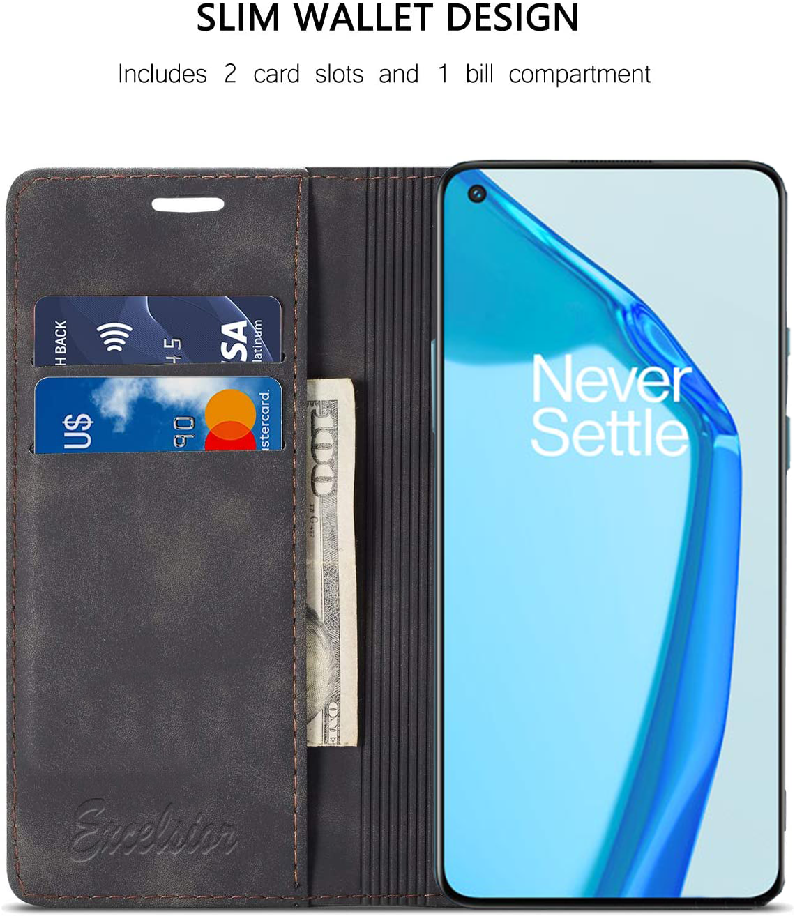 Excelsior Premium Leather Wallet flip Cover Case For Oneplus 9R