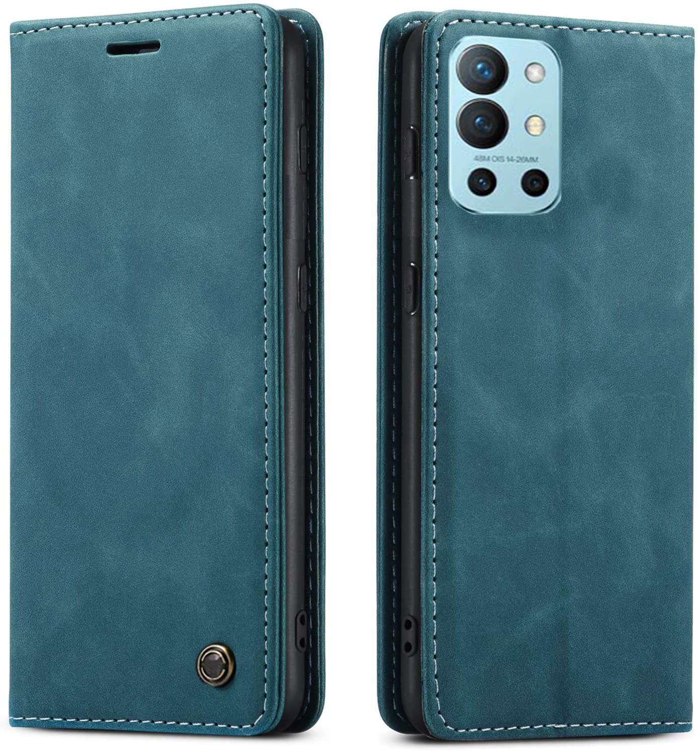 Oneplus 9R blue color leather wallet flip cover case By excelsior