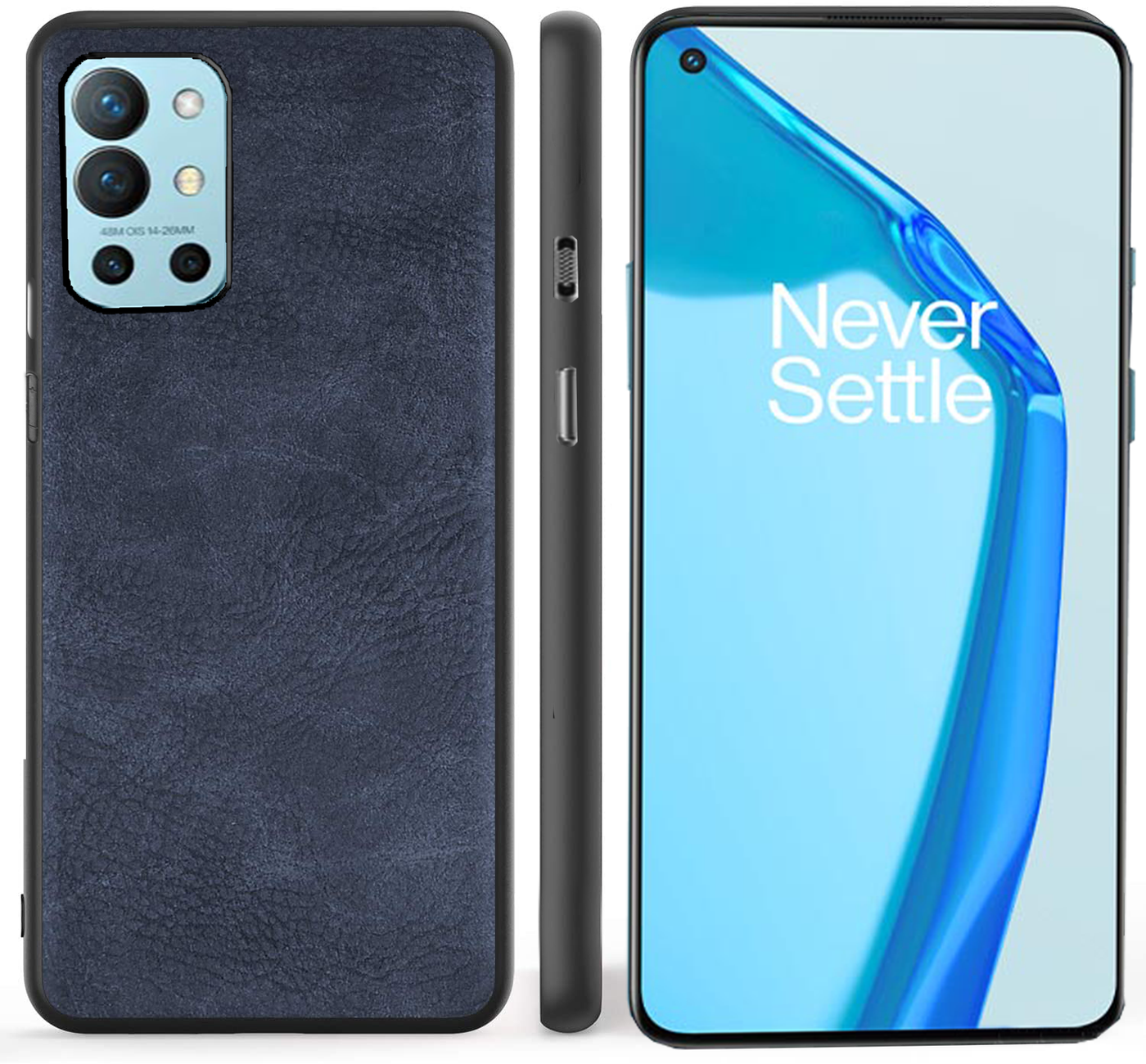 Oneplus 9R blue color leather back cover case