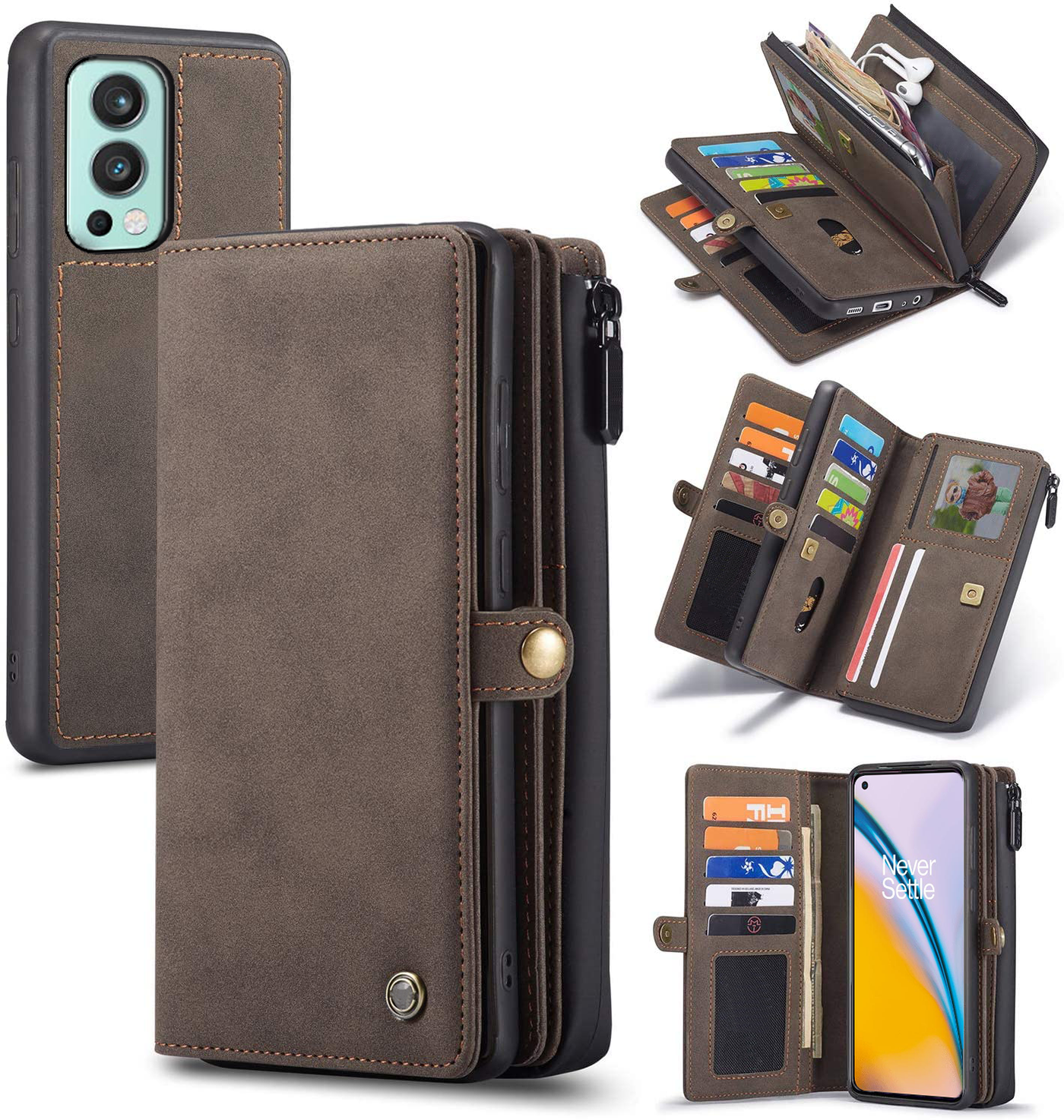 Oneplus Nord 2 coffee color leather wallet flip cover case By excelsior