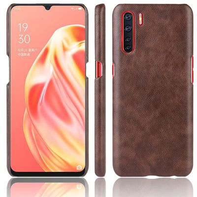 Oppo F15 coffee color leather back cover case