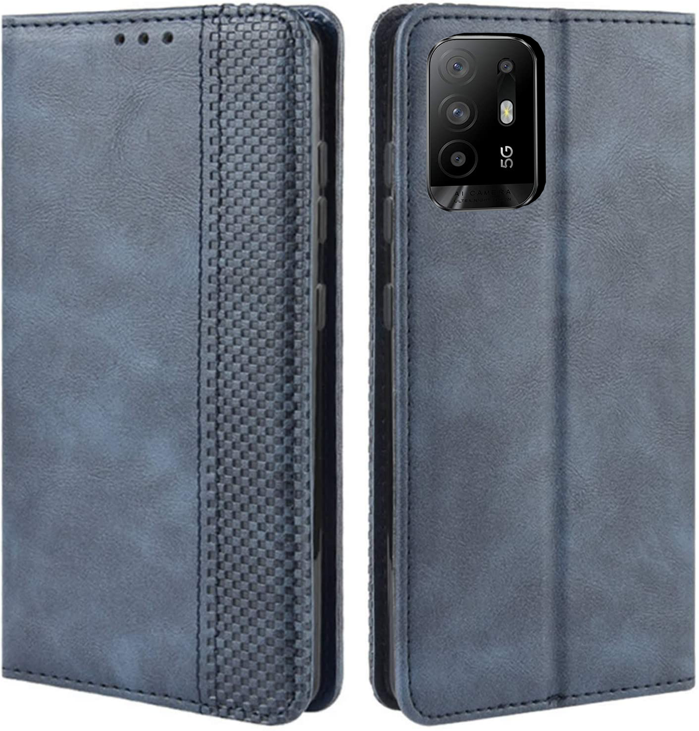 Oppo F19 Pro Plus blue color leather wallet flip cover case By excelsior