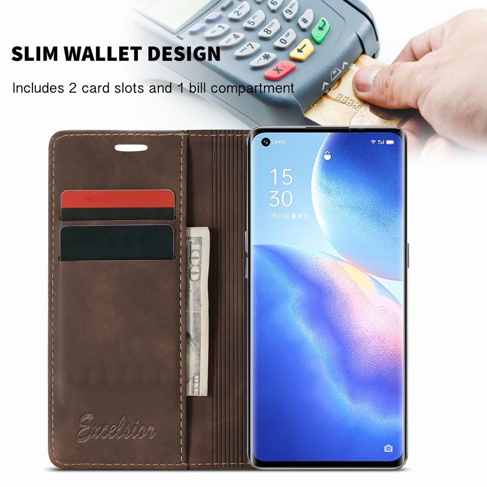 Oppo Reno 5 Pro Leather Wallet flip case cover with card slots by Excelsior