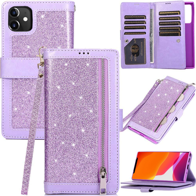 Excelsior Premium Leather Glitter Wallet Flip Case Cover | Trifold Purse Clutch For Apple iPhone 13