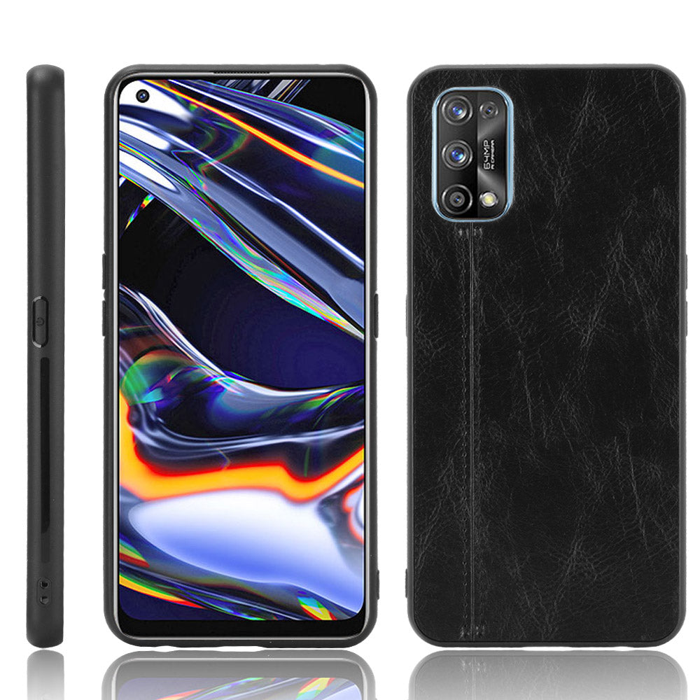 Realme 7 Pro black color leather back cover case