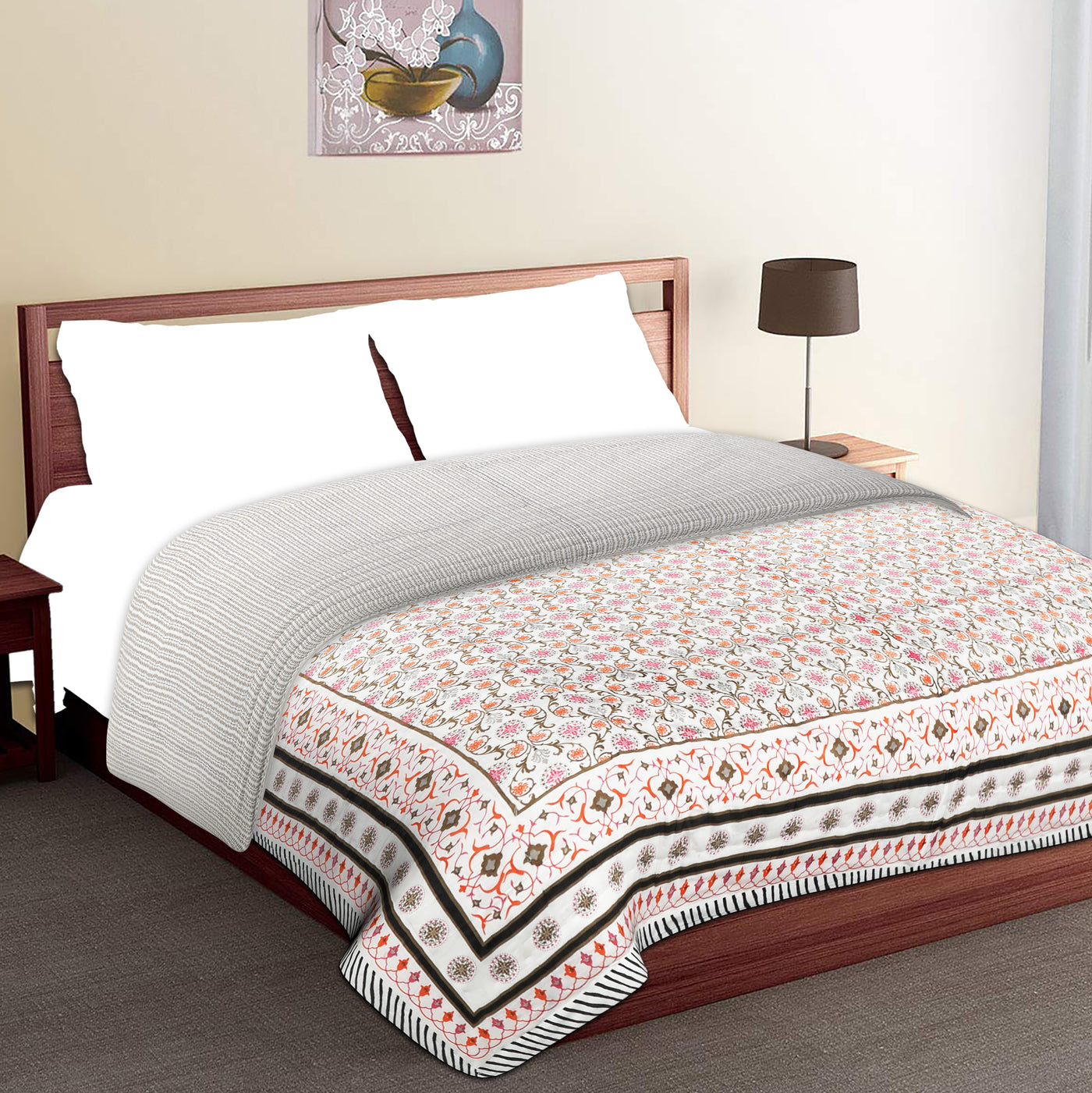 Braise Premium | Malmal with Cotton Filling | Jaipuri Razai Rajai | A/c Quilt for Double Bed | Large Size (RZEMP07)