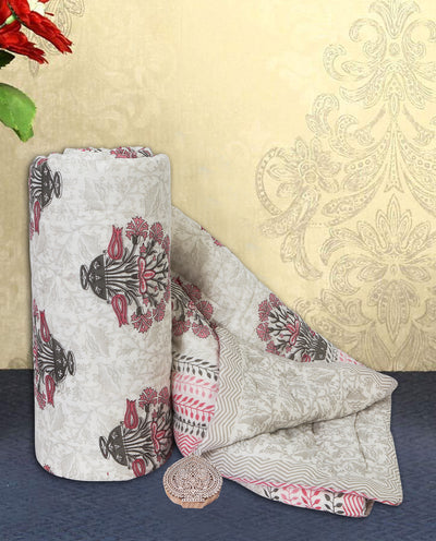 Wanderlust Premium | Malmal with Cotton Filling | Jaipuri Razai Rajai | A/c Quilt for Double Bed | Large Size (Bouquet Of Flowers Design )