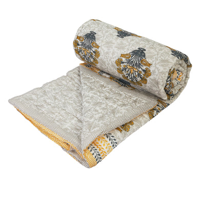 Braise Premium | Malmal with Cotton Filling | Jaipuri Razai Rajai | A/c Quilt for Double Bed | Large Size (Bouquet Of Flowers Design )