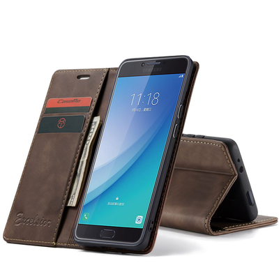 Samsung Galaxy C7 Pro Leather Wallet flip cover with card slots by Excelsior