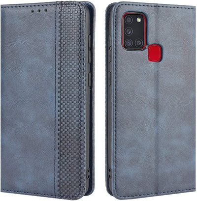 Samsung Galaxy A21s blue color leather wallet flip cover case By excelsior