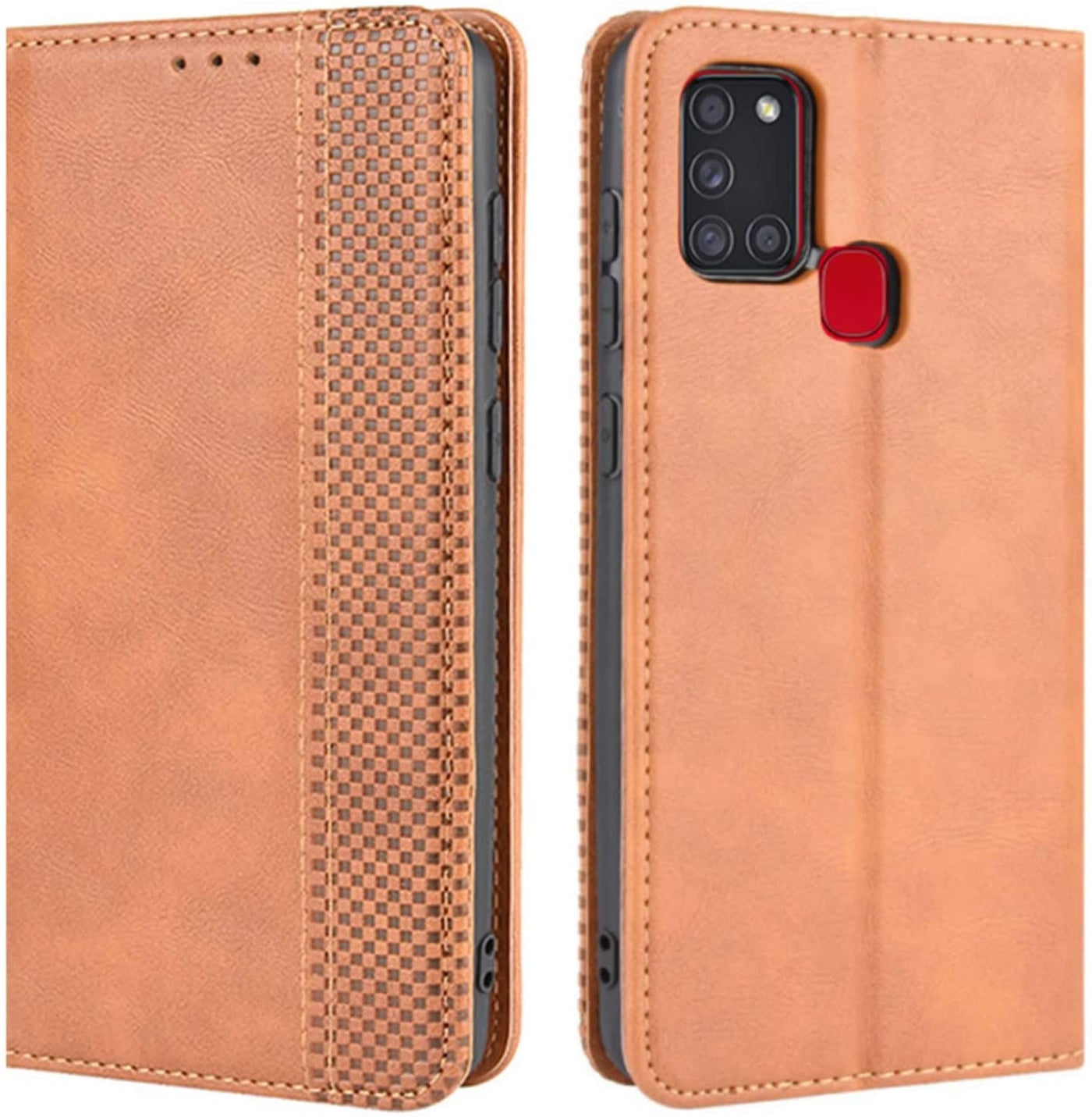 Samsung Galaxy A21s brown color leather wallet flip cover case By excelsior