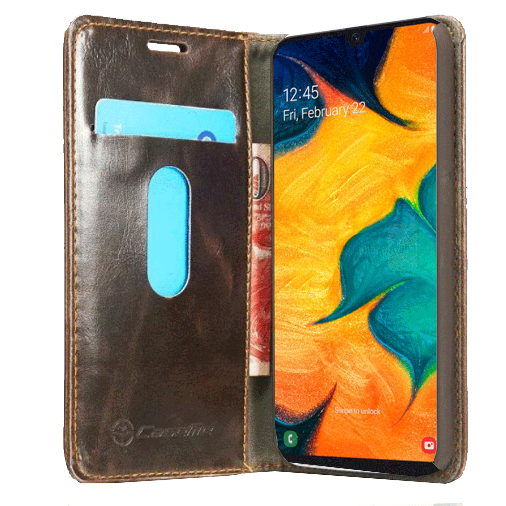 Samsung Galaxy A30 Leather Wallet flip case cover with card slots by Excelsior