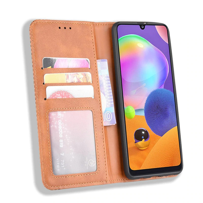 Samsung Galaxy A31 leather case cover with camera protection