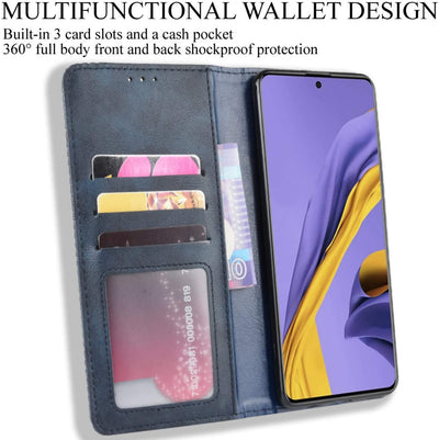 Samsung Galaxy A51 Leather Wallet flip case cover with card slots by Excelsior