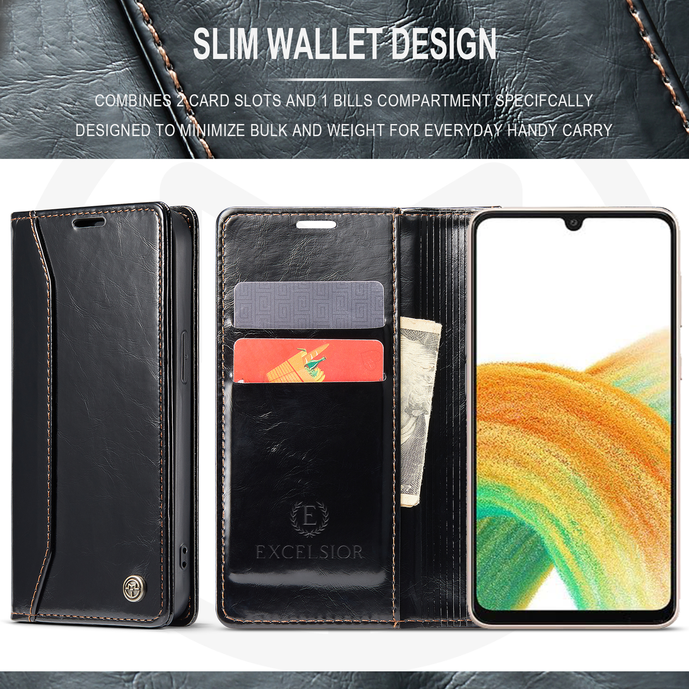 Excelsior Premium PU Leather Wallet flip Cover Case For Samsung Galaxy A53