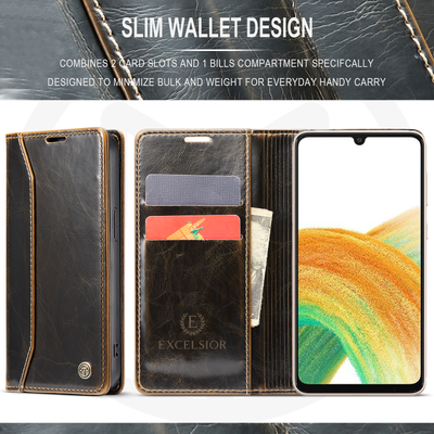 Samsung Galaxy A53 Leather Wallet flip case cover with card slots by Excelsior