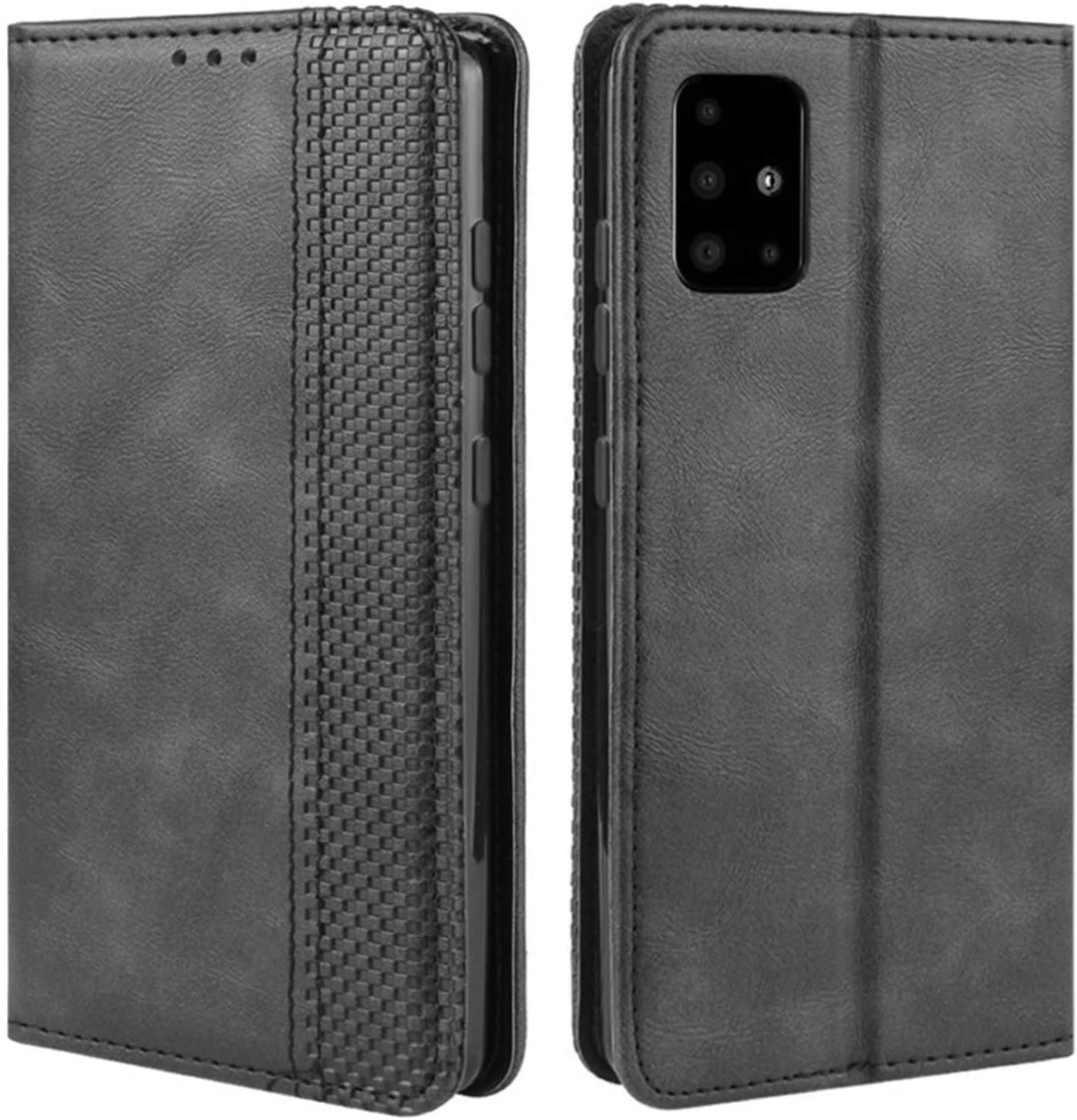 Samsung Galaxy A71 black color leather wallet flip cover case By excelsior