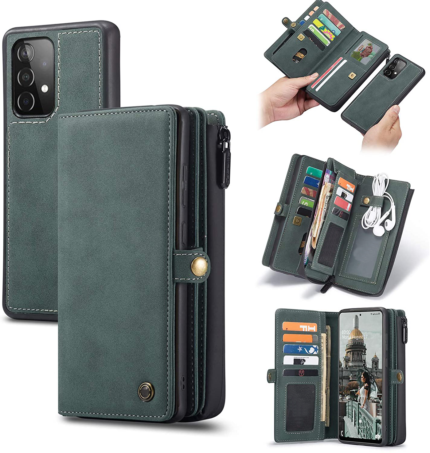 Samsung Galaxy A72 blue color leather wallet flip cover case By excelsior