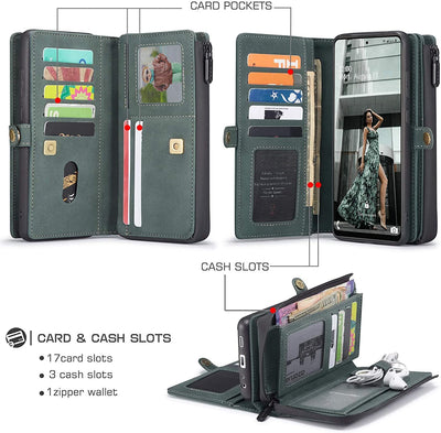 Samsung Galaxy A72 Leather Wallet flip case cover with card pockets and slots, zipper wallet   by Excelsior