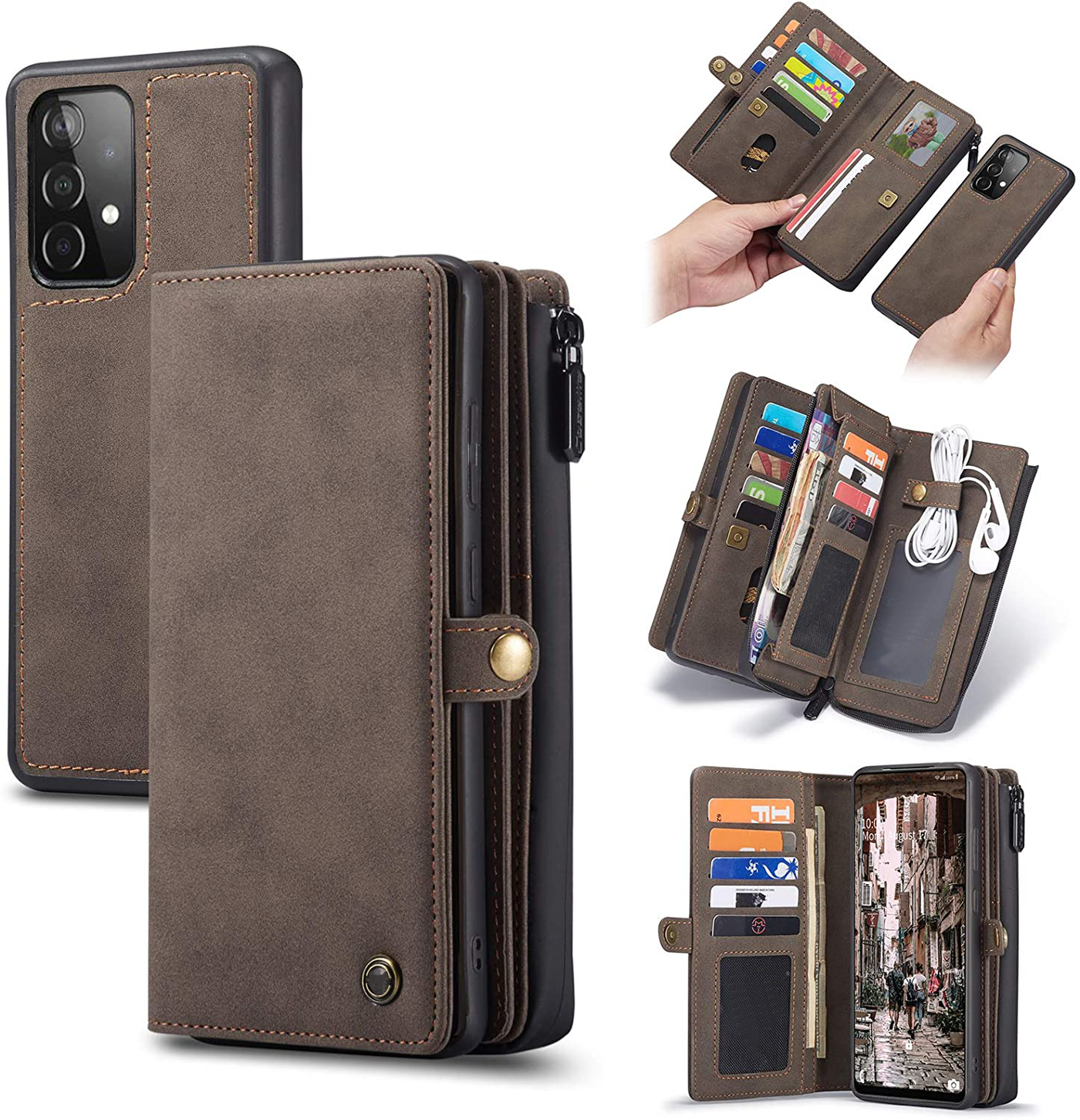 Samsung Galaxy A72 coffee color leather wallet flip cover case By excelsior