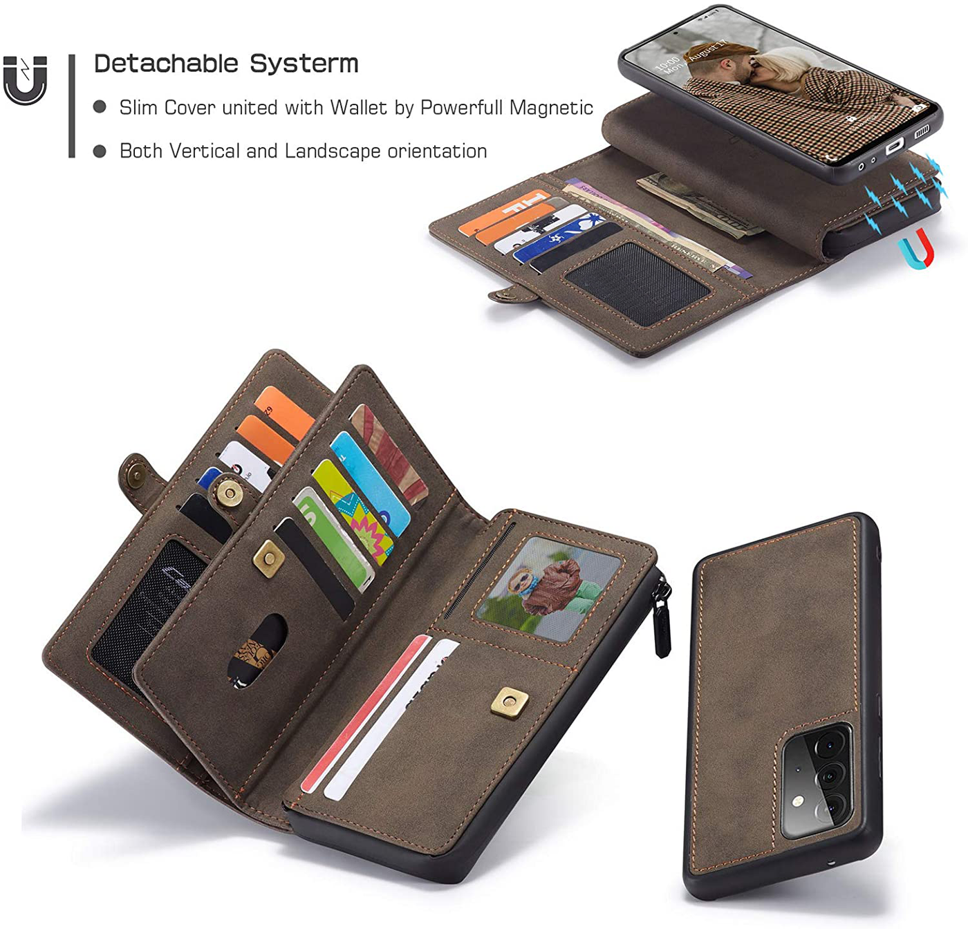 Samsung Galaxy A72 flip wallet cover with detachable back case cover