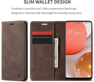 Samsung Galaxy A72 Leather Wallet flip case cover with card slots by Excelsior