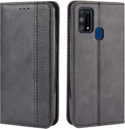 Samsung Galaxy M31 black color leather wallet flip cover case By excelsior