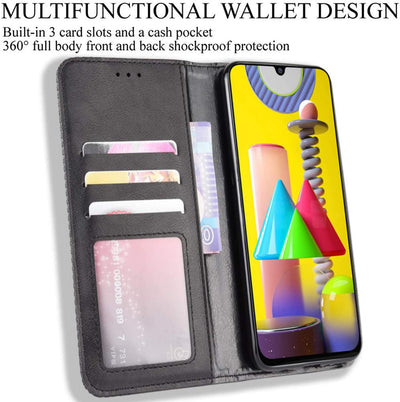 Samsung Galaxy M31 Leather Wallet flip case cover with card slots by Excelsior