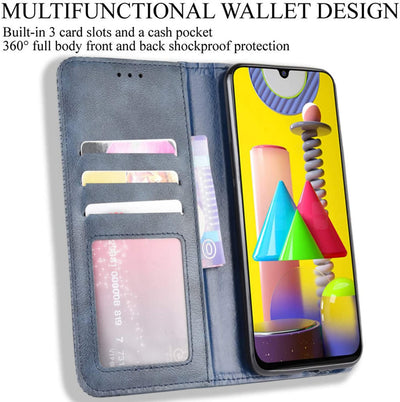 Samsung Galaxy M31 Leather Wallet flip case cover with card slots by Excelsior
