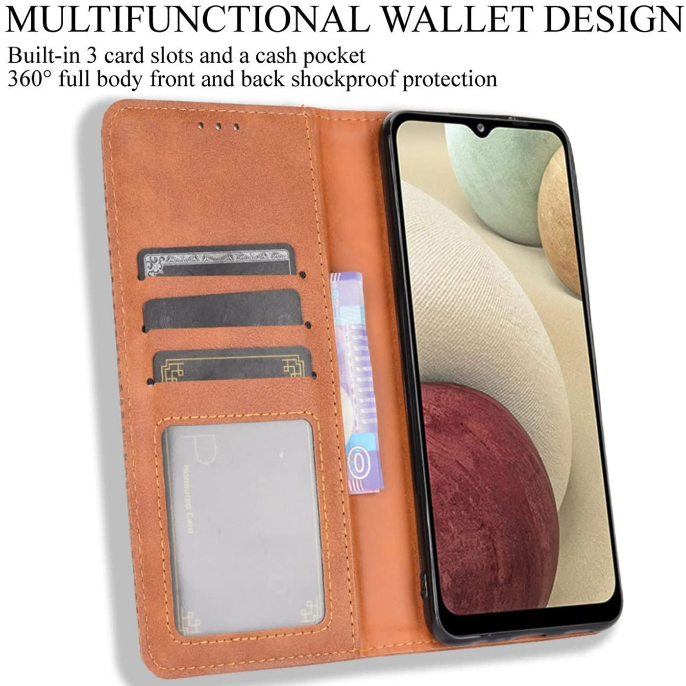 Samsung Galaxy M42 Leather Wallet flip case cover with card slots by Excelsior