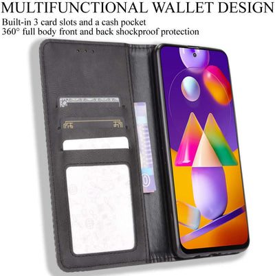 Samsung Galaxy M51 Leather Wallet flip case cover with card slots by Excelsior