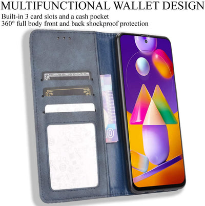 Samsung Galaxy M51 Leather Wallet flip case cover with card slots by Excelsior