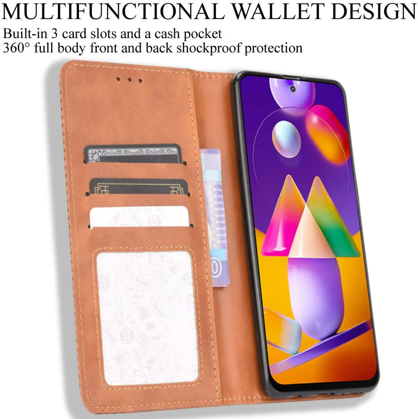 Samsung Galaxy M51 Leather Wallet flip case cover with card slots by Excelsior