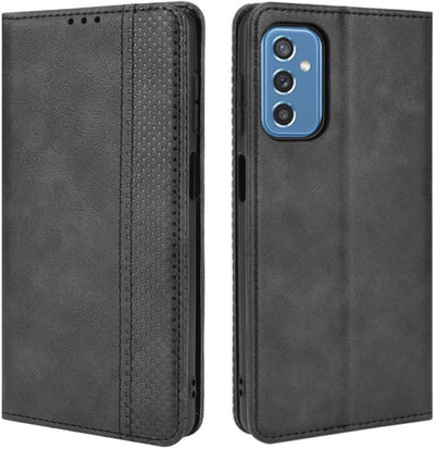 Samsung Galaxy M52 black color leather wallet flip cover case By excelsior