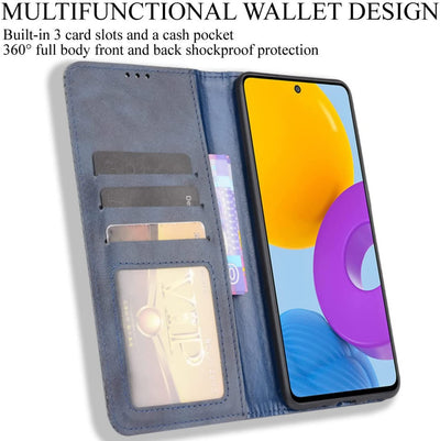 Samsung Galaxy M52 Leather Wallet flip case cover with card slots by Excelsior
