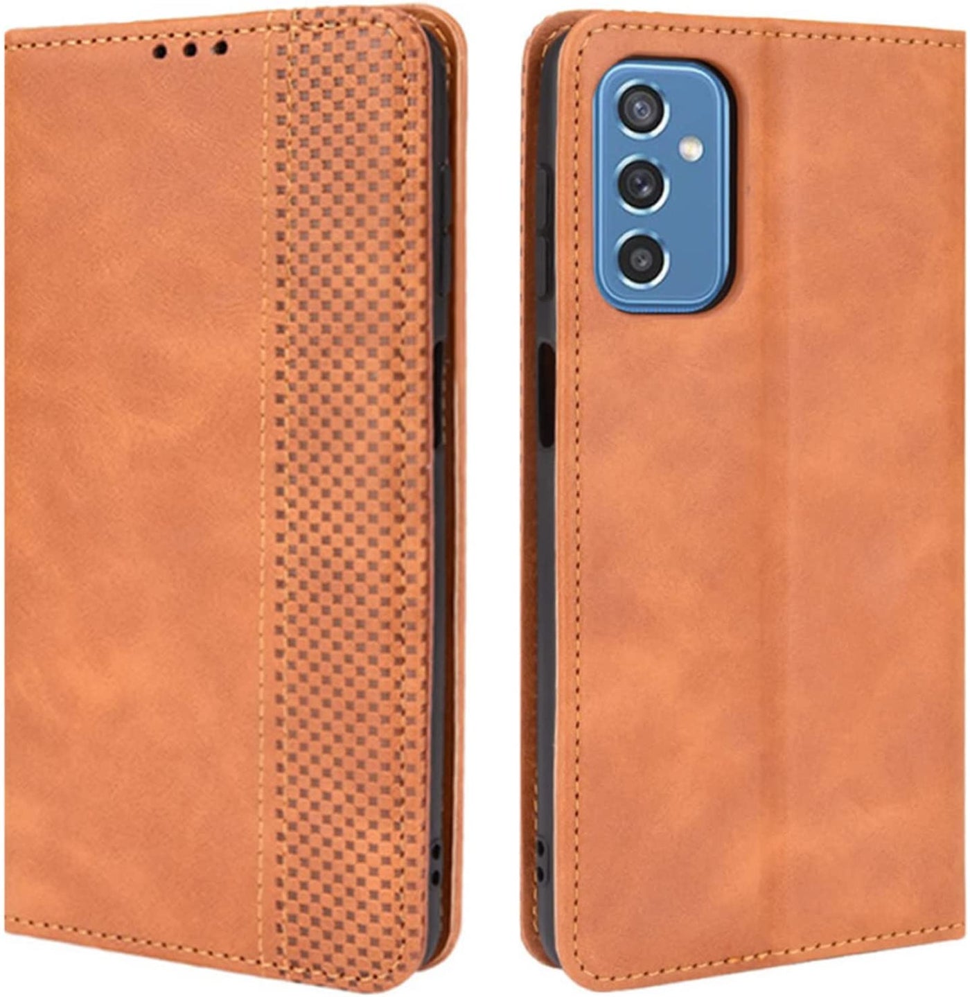 Samsung Galaxy M52 brown color leather wallet flip cover case By excelsior