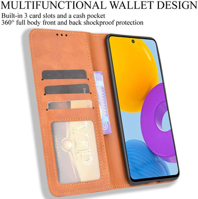Samsung Galaxy M52 Leather Wallet flip case cover with card slots by Excelsior